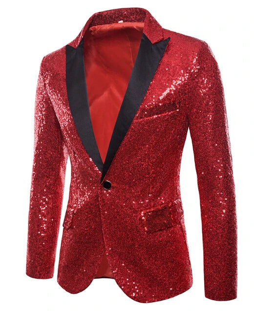 Men's Flip Sequin Blazer | Notched Lapel | Stage & Dance | 6 Colors