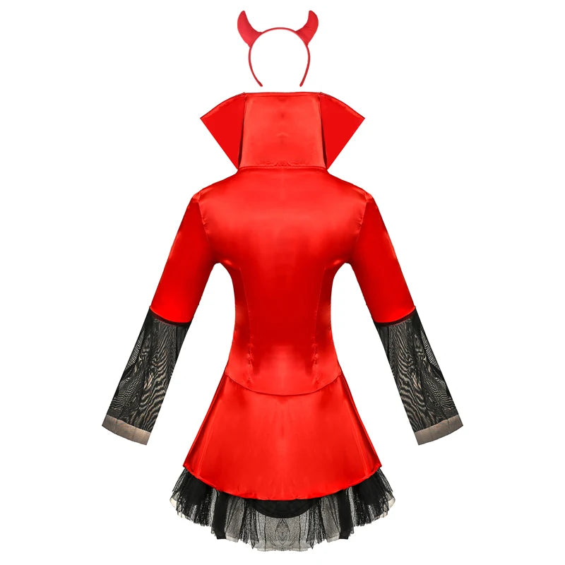 Devil Costume Set | Hooded Tutu Dress with Horns & Cane