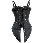 Striped Gothic Corset Top | Lace Overlay & Buckles