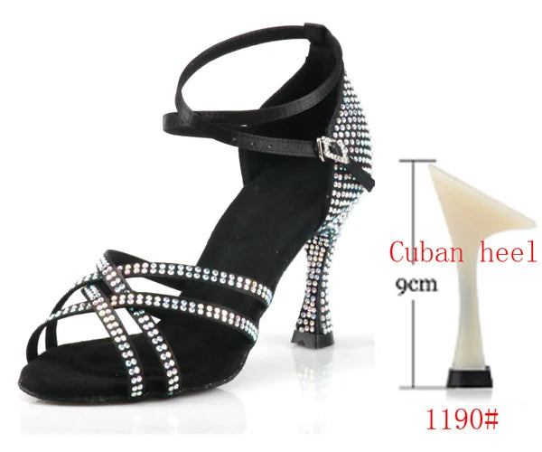 Latin Dance Heels | Rhinestone Sandal | Multi-Heel