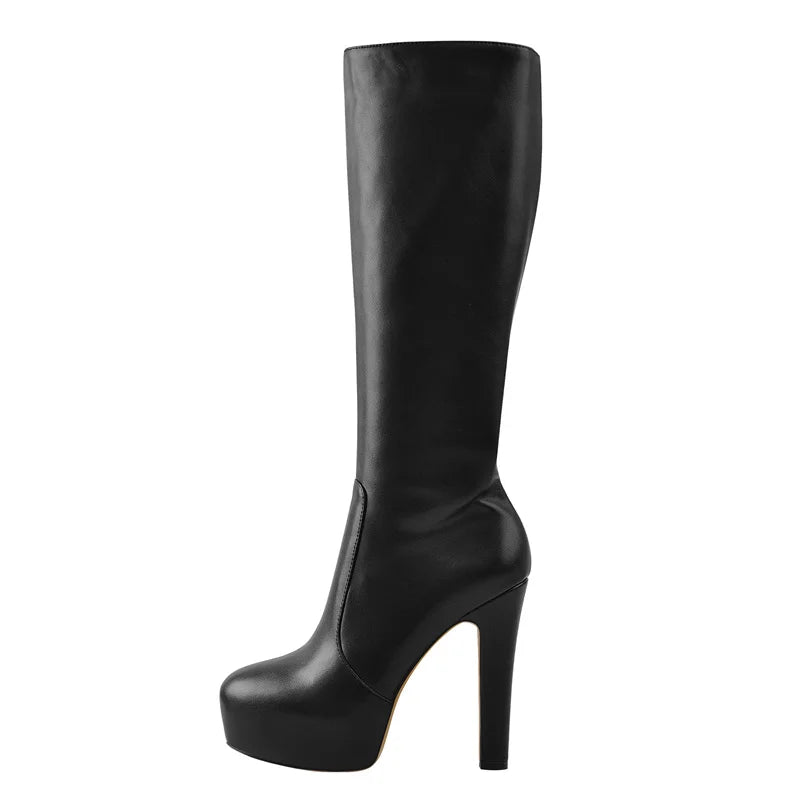 Platform Knee-High Boots — High Heel Zipper Boots for Performers