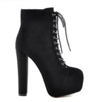 Platform Lace-Up Ankle Boots — Extreme Heel Faux Fur Lined