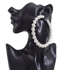 Rhinestone Hoop Earrings | 8.5cm | Crystal Bead Winding