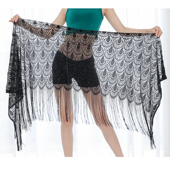 Belly Dance Hip Scarf | Lace Tassel Rectangle Belt