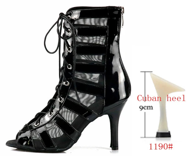 Women's Mesh Dance Boots | Latin & Salsa | Multi-Heel