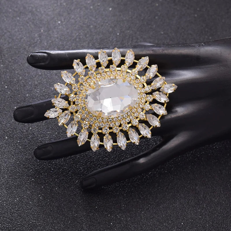 Oversized Oval Rhinestone Ring | Adjustable | 5 Colors