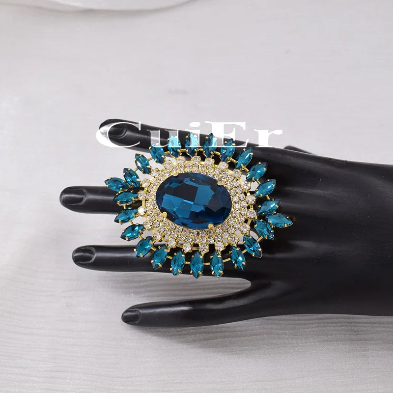 Oversized Oval Rhinestone Ring | Adjustable | 5 Colors