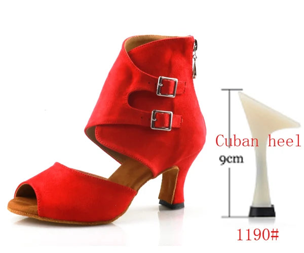Latin Ballroom Dance Shoes | Suede Sole | Multiple Heel Heights