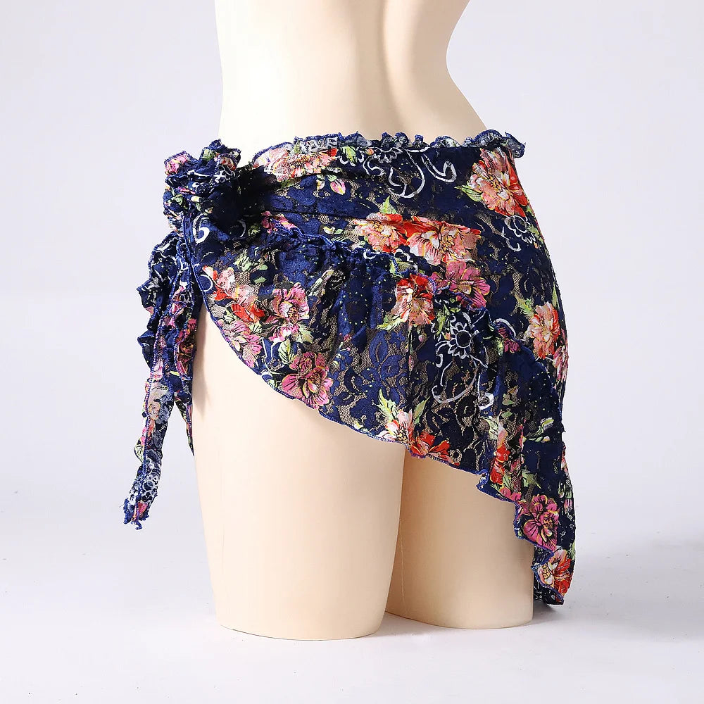 Floral Lace Hip Scarf | Rhinestone Belly Dance Wrap