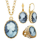 Cameo Jewelry Set | Necklace, Earrings & Ring | 6 Colors