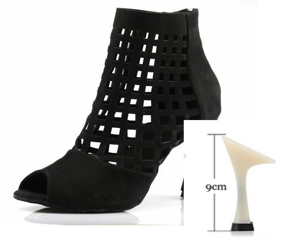 Laser Mesh Tricolor Latin Dance Ankle Boot | Glitter Mesh | 6–10cm Heel