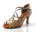 Rhinestone Latin Dance Heels | Satin | Multi-Height