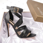 Peep Toe Cross-Strap Stiletto Sandals — 12cm High Heel