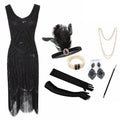 1920s Gatsby Flapper Dress & Accessory Set | Sequin Fringe | Plus Size XS–4XL