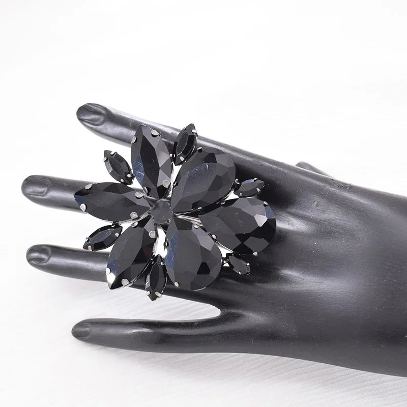 Oversized Rhinestone Cocktail Ring | Adjustable