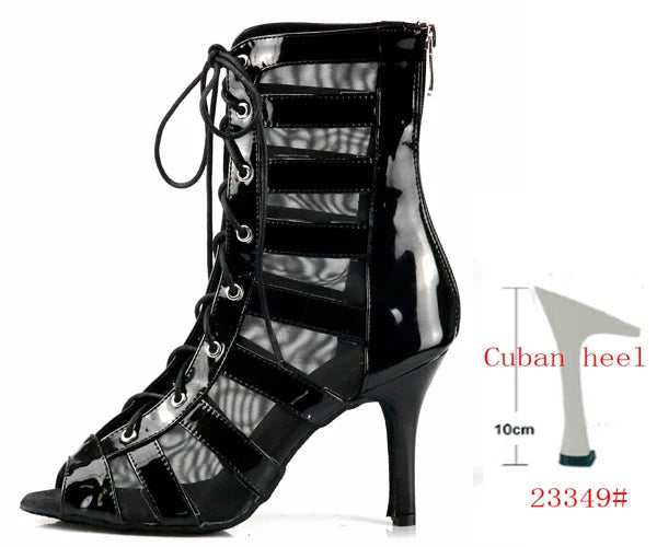 Women's Mesh Dance Boots | Latin & Salsa | Multi-Heel