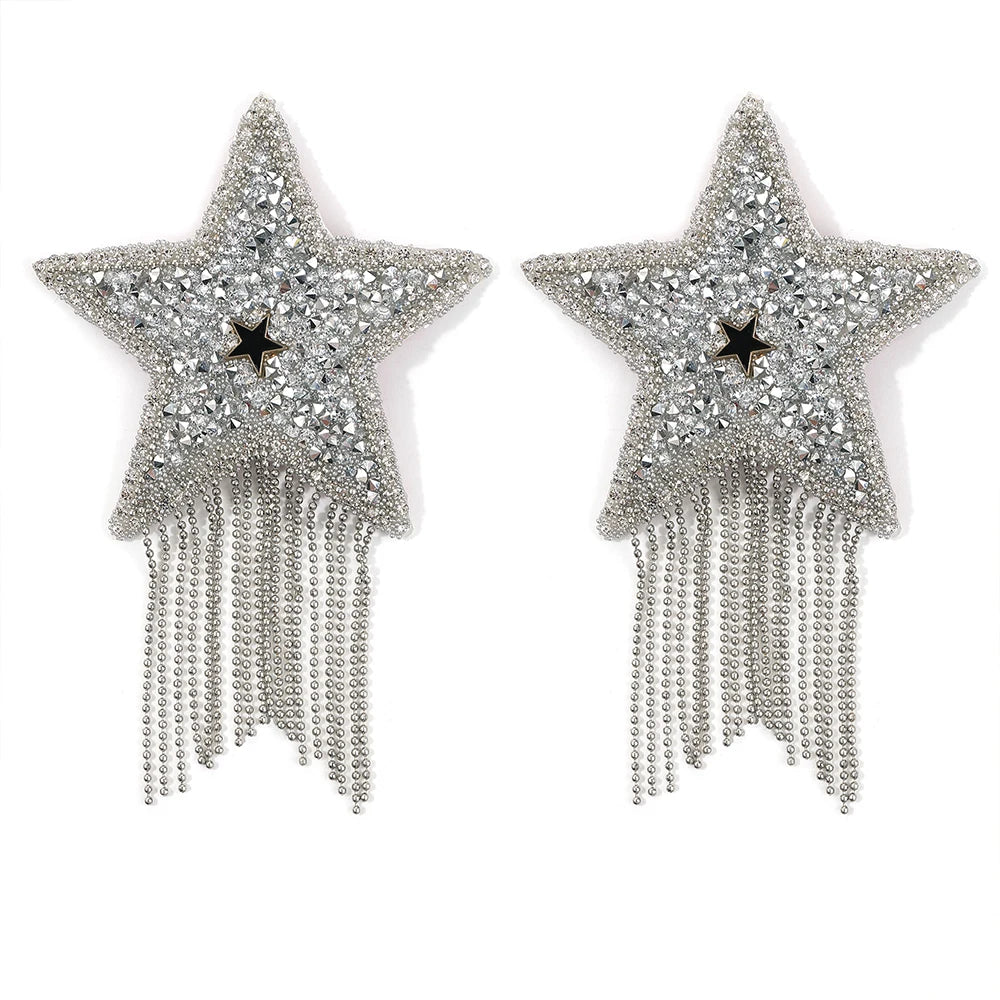 Rhinestone Star Pasties with Tassels | Reusable Nipple Covers