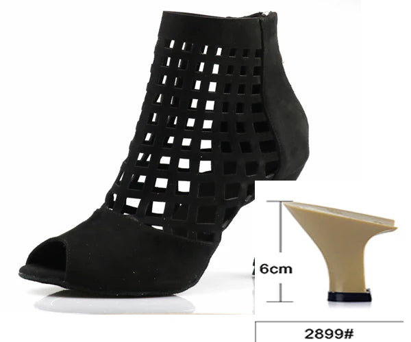 Laser Mesh Tricolor Latin Dance Ankle Boot | Glitter Mesh | 6–10cm Heel