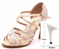 Rhinestone Latin Dance Heels | Satin | Multi-Height