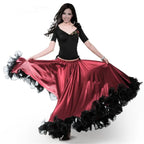 Flamenco Dance Skirt | 180–720 Degree Swing | Black & Red