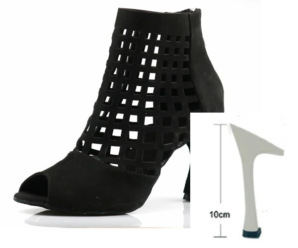 Laser Mesh Tricolor Latin Dance Ankle Boot | Glitter Mesh | 6–10cm Heel