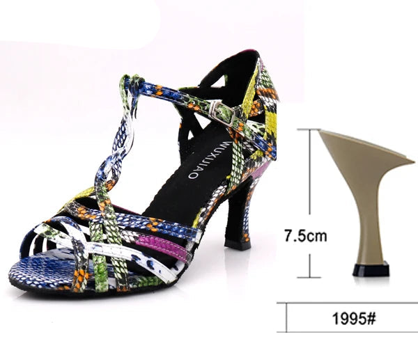 Latin Dance Heels | Colorful Serpentine | 6–10cm