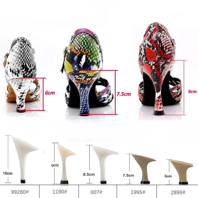 Latin Dance Heels | Colorful Serpentine | 6–10cm