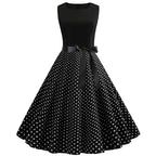 Polka Dot Vintage Swing Dress | 1950s A-Line | Sleeveless