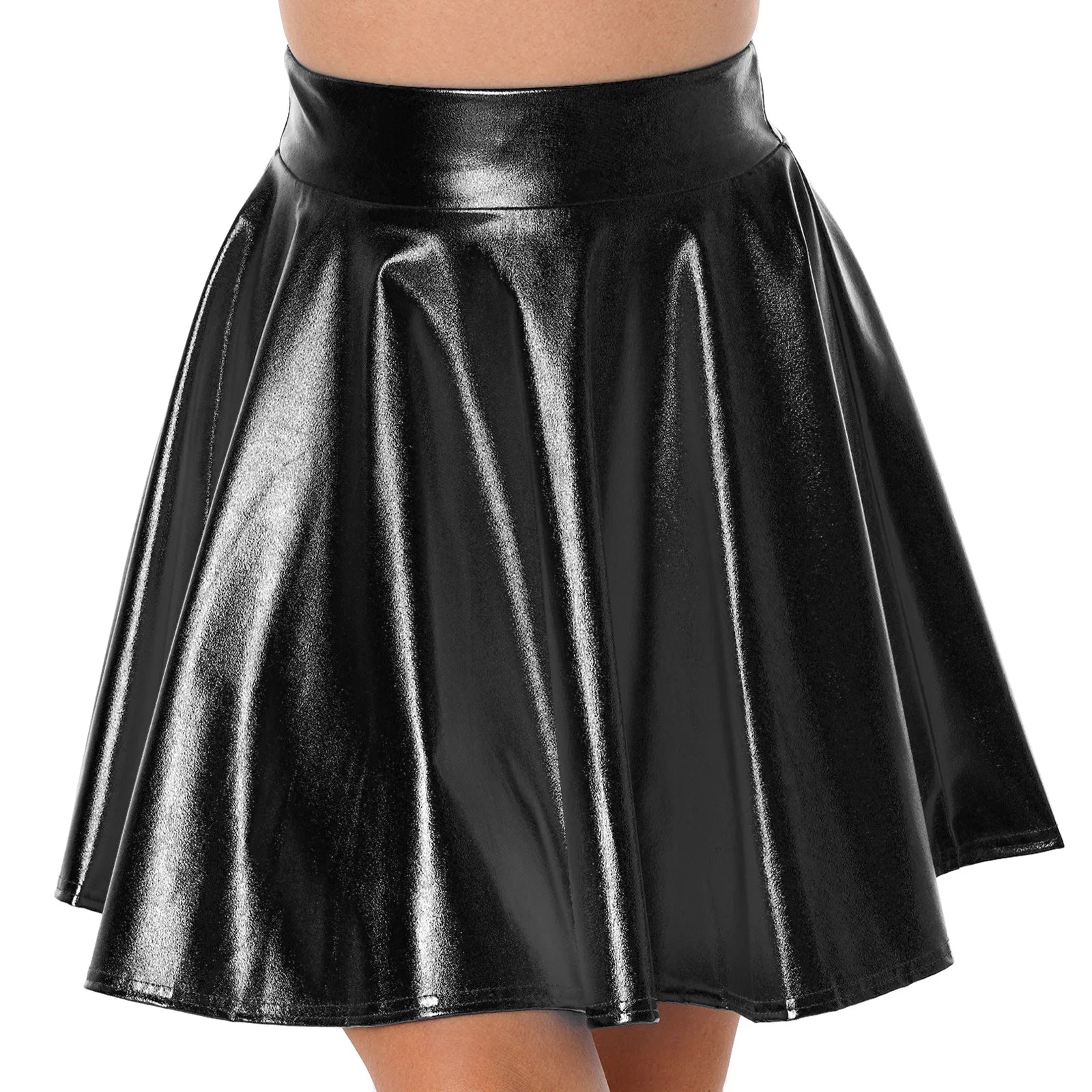 Holographic 2-Piece Set | Cutout Bodysuit + Pleated Skirt