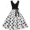 1950s Polka Dot Swing Dress | V-Neck | Bow Sash | 15 Colors