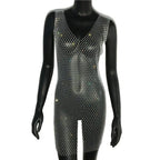 Crystal Fishnet Mini Dress - Rhinestone Mesh Party Dress