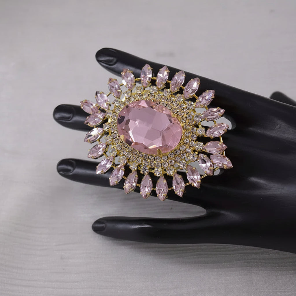 Oversized Oval Rhinestone Ring | Adjustable | 5 Colors