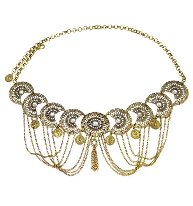 Medallion Chain Belt | Rhinestone Coin Hip Belt | Belly Dance