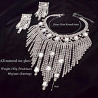 Rhinestone Tassel Necklace & Earring Set | 3-Piece