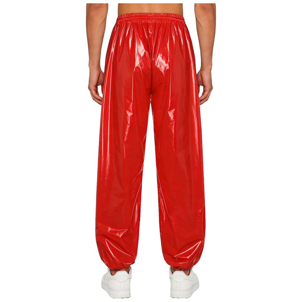 Men's Glossy Pants | Baggy Drawstring Fit
