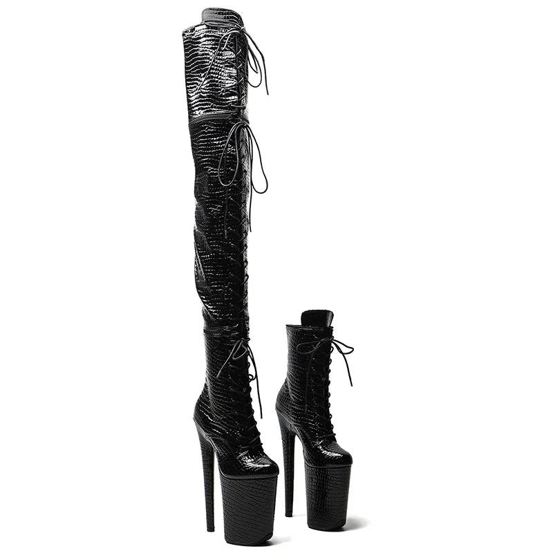 3-in-1 Convertible Thigh-High Platform Boots – 9-Inch Extreme Heel