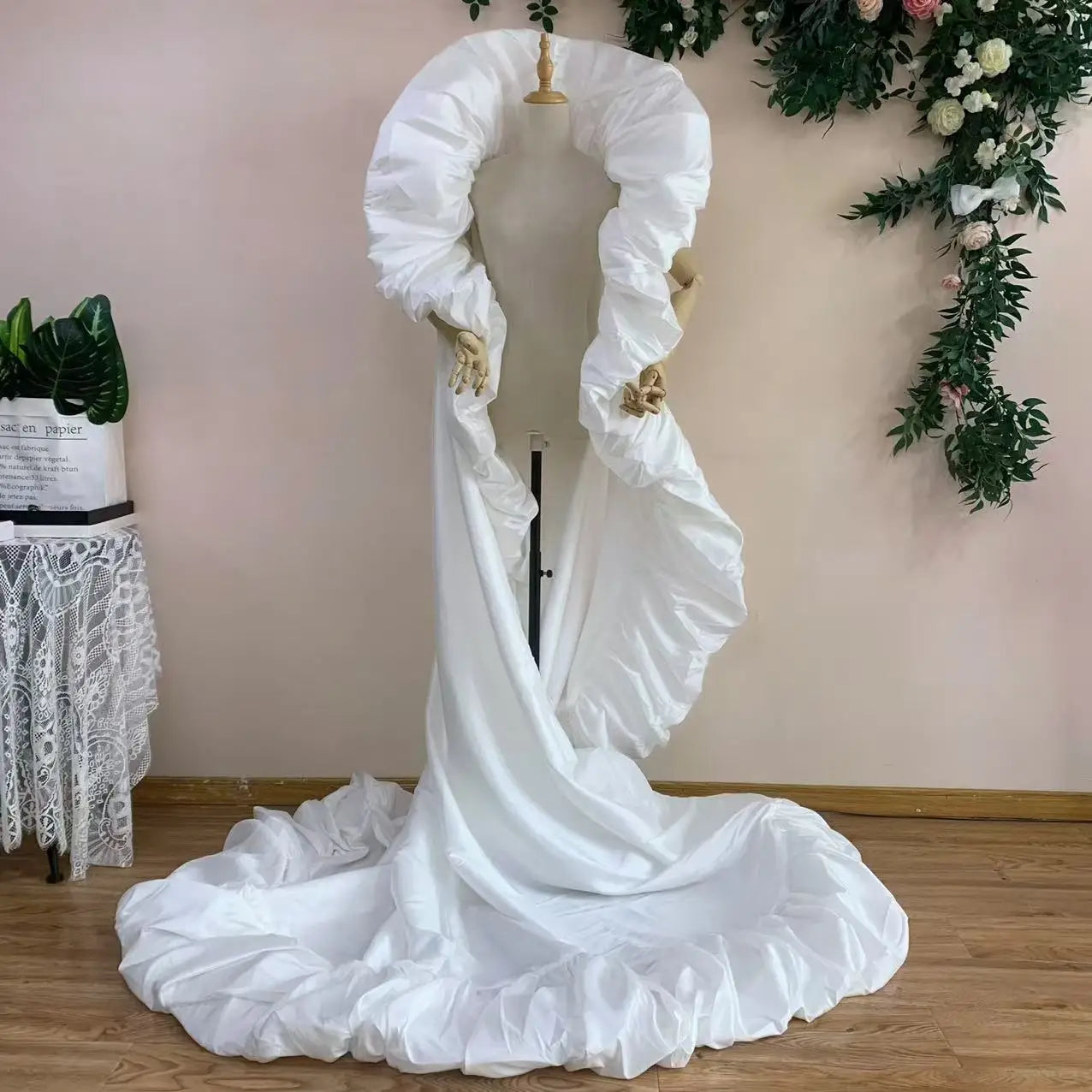 Ruffled Taffeta Cape | Drag Pageant Cloak | High Collar | 230cm