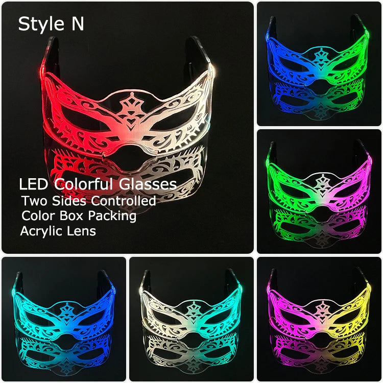 LED Acrylic Visor Glasses | 12-Mode Light-Up Rave Eyewear