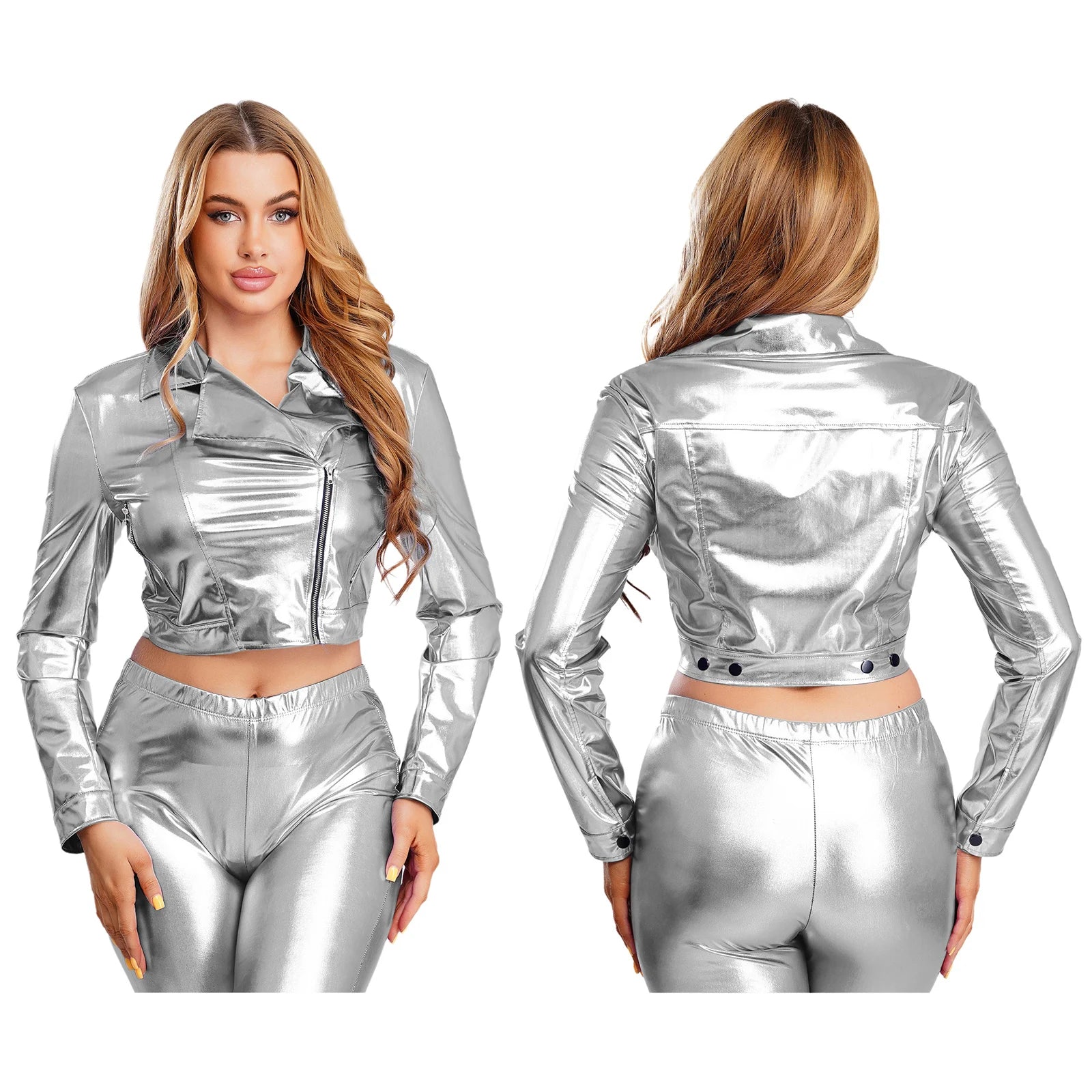 Metallic Cropped Moto Blazer Jacket | 4 Colors