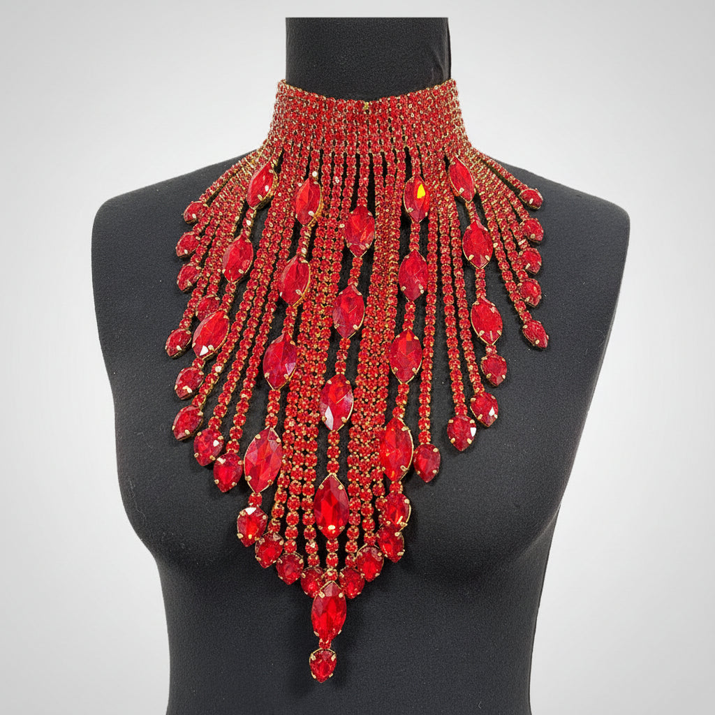 Crystal AB Tassel Necklace - Stunning Long Irregular Rhinestone Choker for Stage & Wedding