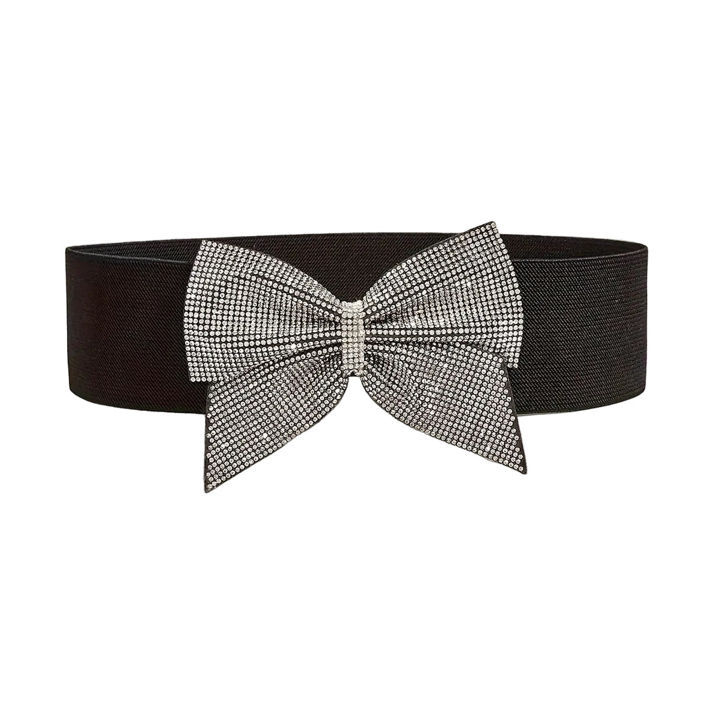 Rhinestone Bow Wide Elastic Belt | Stage & Bridal