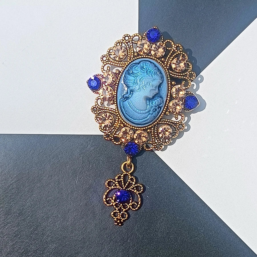Victorian Cameo Portrait Brooch | Antique Gold & Silver | Vintage Pin