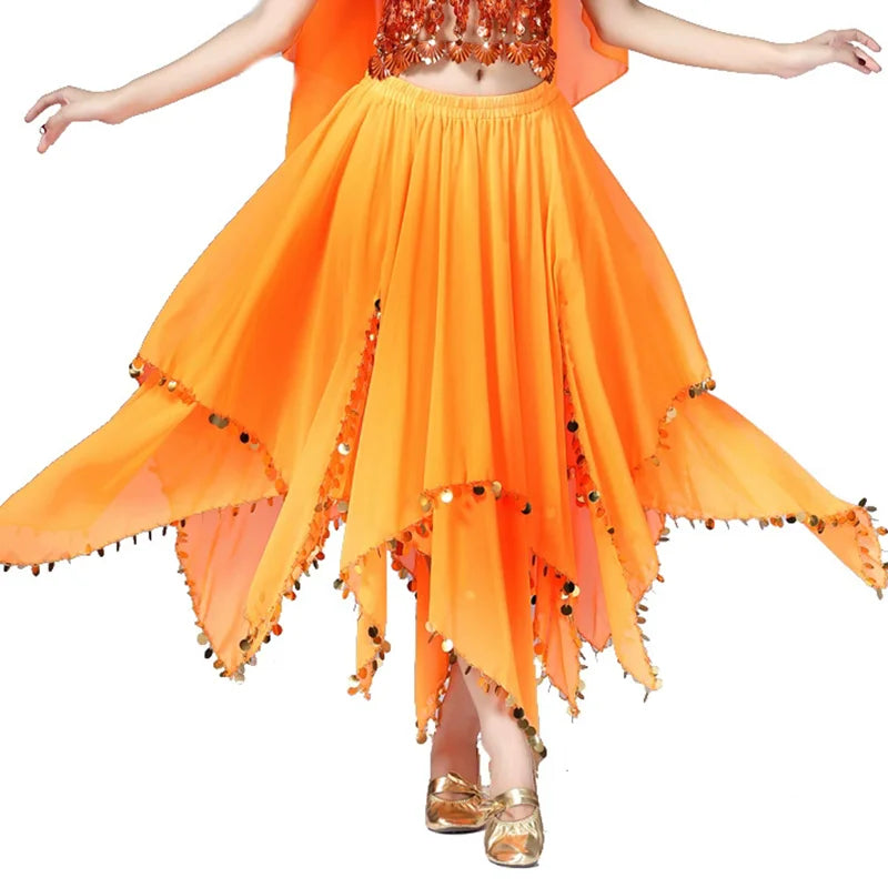 Belly Dance Chiffon Skirt | Sequin Trim | 11 Colors