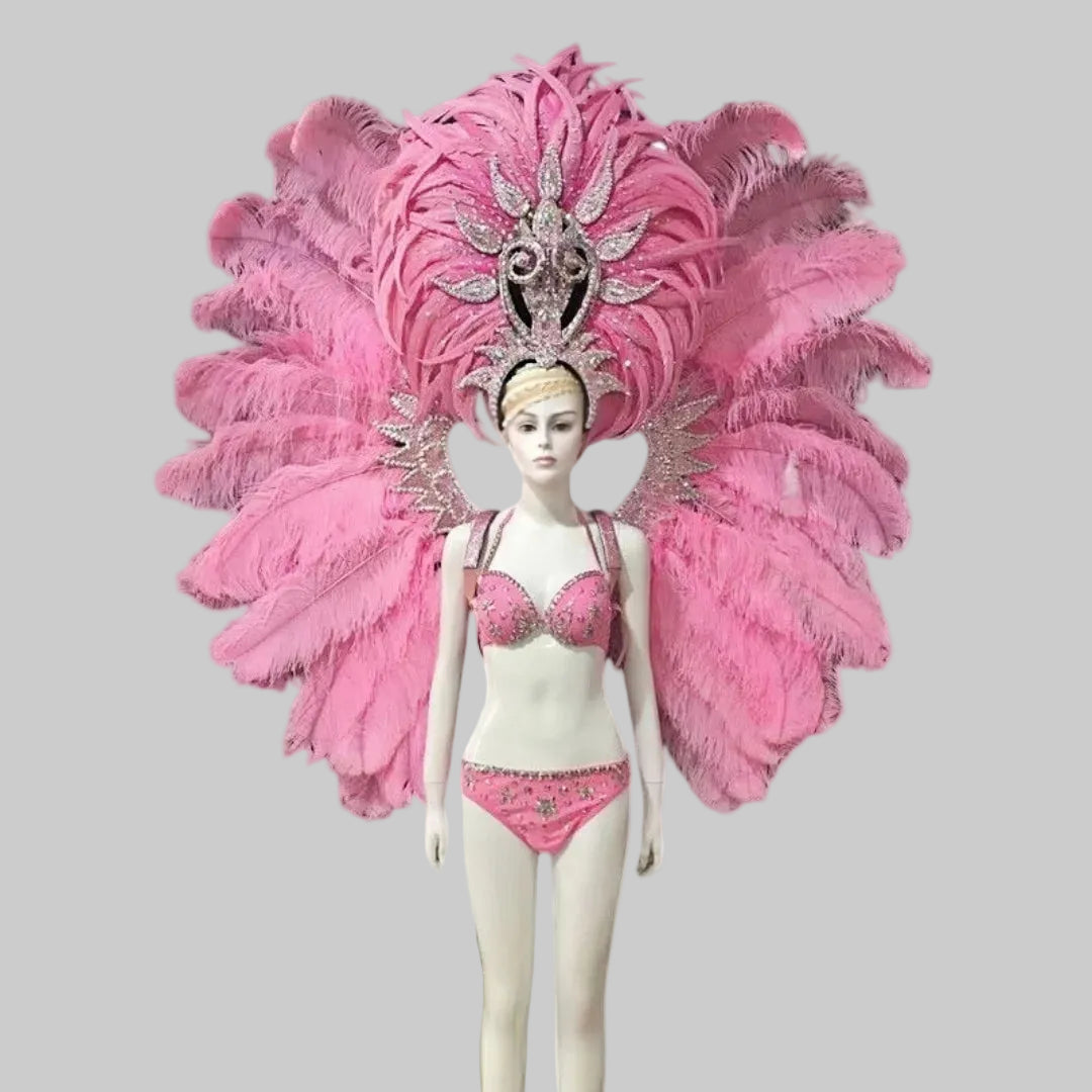 Feather Headdress & Wings Set - Handcrafted Carnival Performance Costume