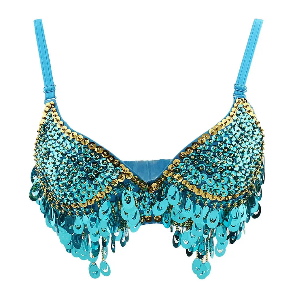 Sequin Beaded Coin Fringe Bra Top | Belly Dance & Festival | 9 Colours