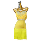 Yellow Latin Dance Dress with Fringe Details