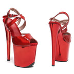 20cm Platform Sandals - Open Toe Metallic Dance Heels