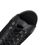 Peep-Toe Mesh Stiletto Ankle Boots — 9.5 cm Heel Extended Sizing