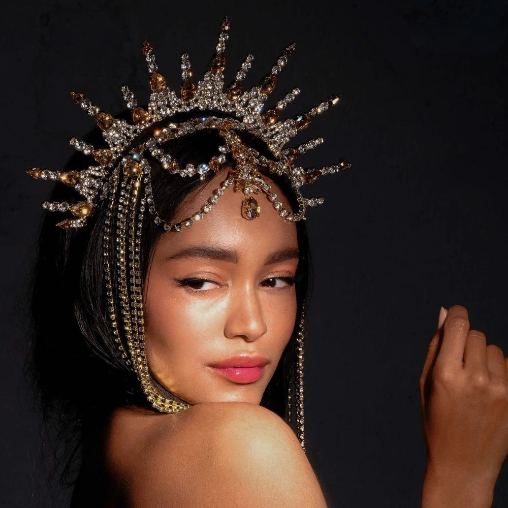 Rhinestone Copper Statement Headpiece