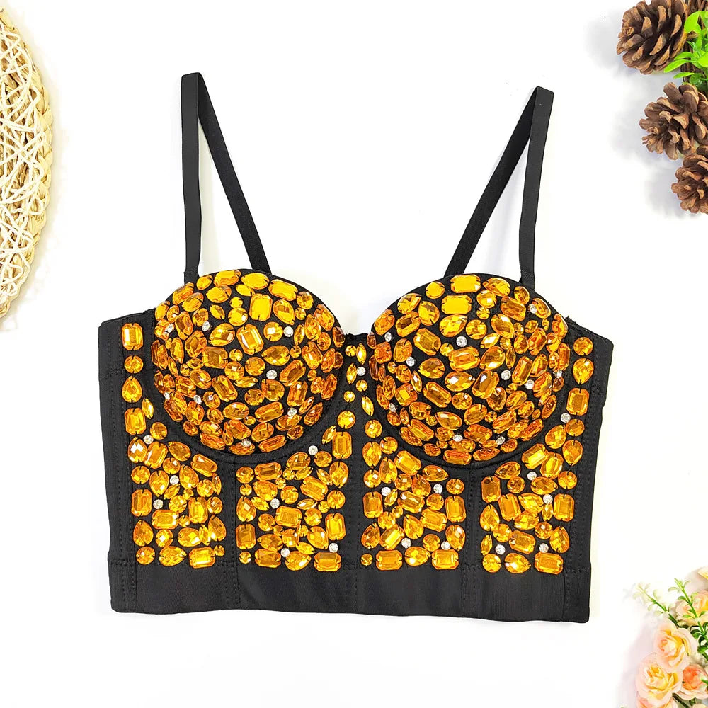 Heavy Beading Rhinestone Bustier | Colorful Crystal Corset Top